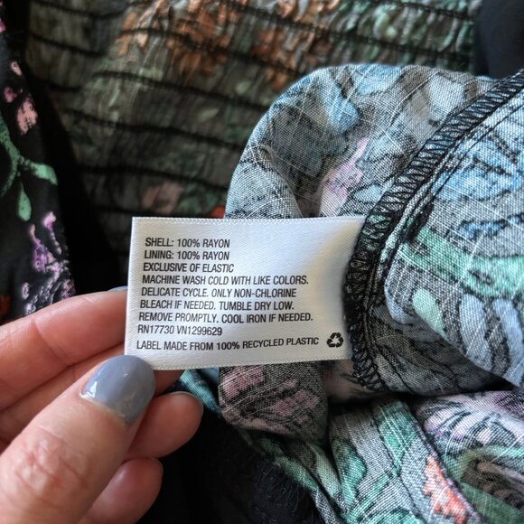 Knox Rose Floral Wide Leg Puff Sleeve Black Jumpsuit with Pockets Size XL - Picture 5 of 15